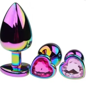 Plug Anal de Diamante Corazón Tornasol