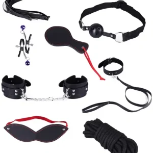 Kit BDSM Fetiche Negro 9 piezas